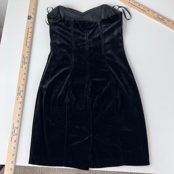 Vintage Y2K Strapless Mini Dress Lace Velvet Black Sequins sz 5 whimsigoth prom - Picture 7 of 7